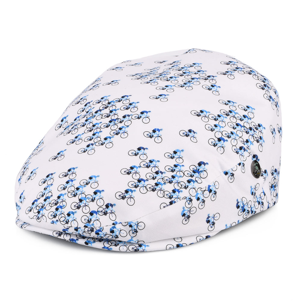 Casquette Plate en Coton Tour de Vélo blanc-bleu CITY SPORT