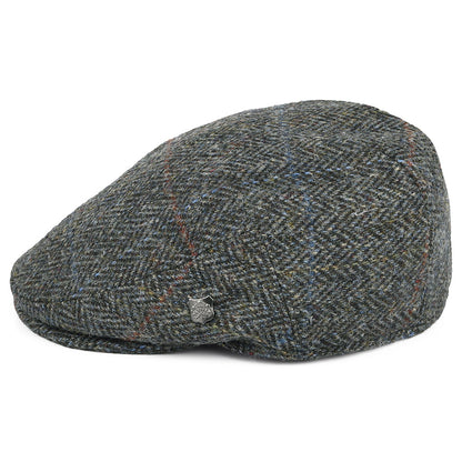Casquette Plate en HARRIS TWEED à carreaux et Chevrons Stornoway mélange de gris FAILSWORTH