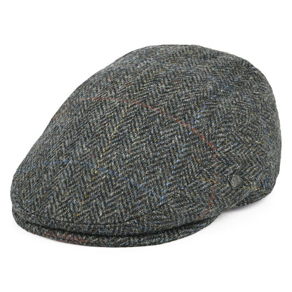 Casquette Plate en HARRIS TWEED à carreaux et Chevrons Stornoway mélange de gris FAILSWORTH