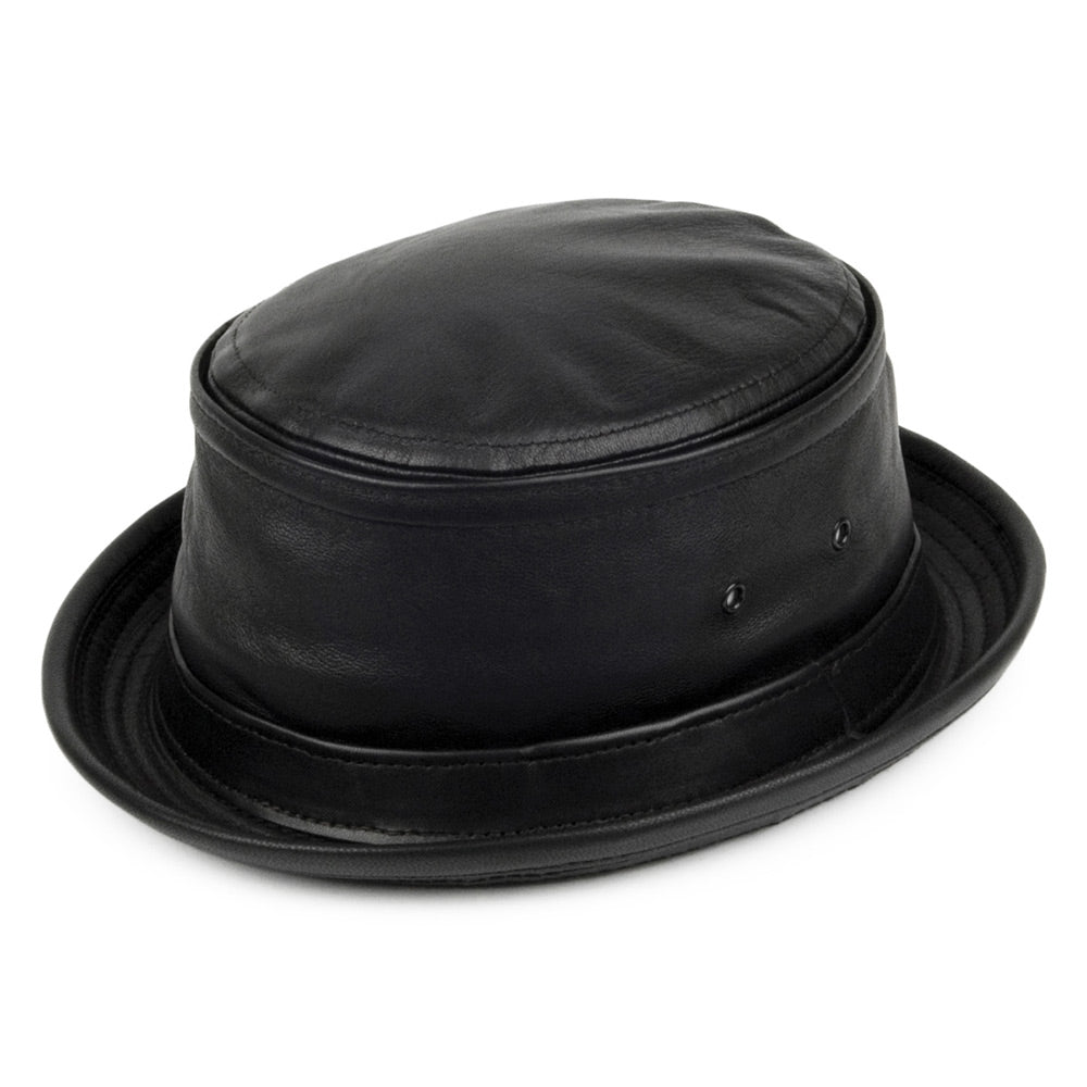 Chapeau Bob en Cuir noir NEW YORK HAT COMPANY