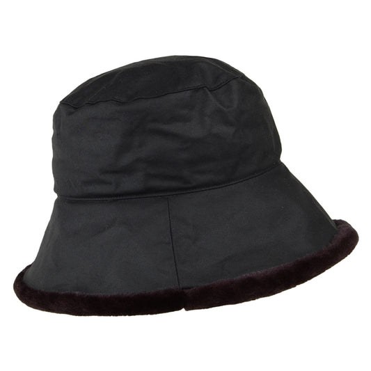Chapeau Bob I en Coton Ciré Rebord en Fausse Fourrure noir FAILSWORTH
