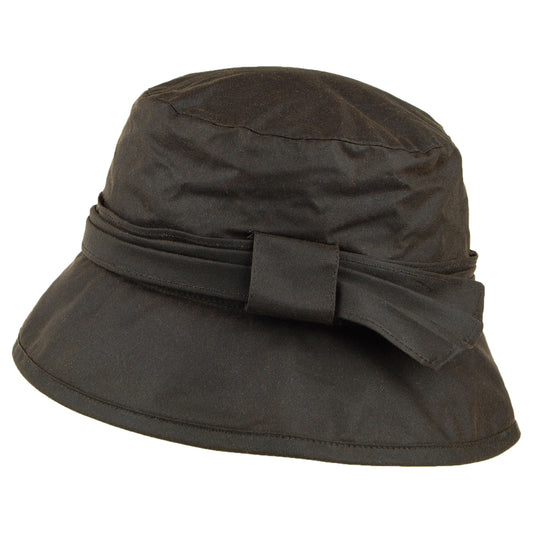 Chapeau Bob en Coton Ciré avec Noeud sur le Côté olive FAILSWORTH