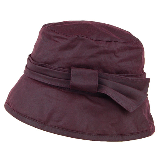 Chapeau Bob en Coton Ciré avec Noeud sur le Côté merlot FAILSWORTH
