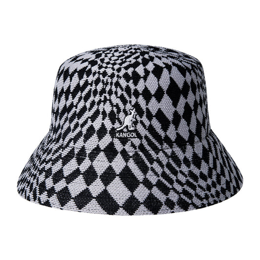 Chapeau Bob à Carreaux Déformés noir-gris KANGOL