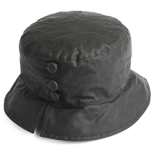 Chapeau Bob de Pluie en Coton Ciré Olivia olive FAILSWORTH