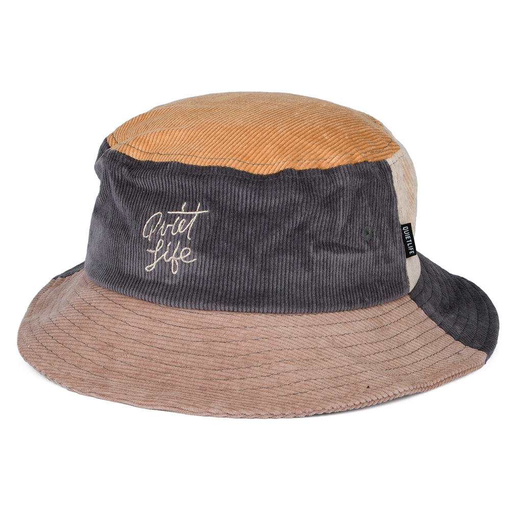 Chapeau Bob en Velours Côtelé Colour Block beige sable-gris THE QUIET LIFE