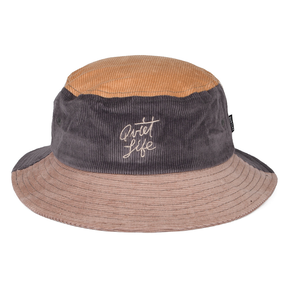Chapeau Bob en Velours Côtelé Colour Block beige sable-gris THE QUIET LIFE