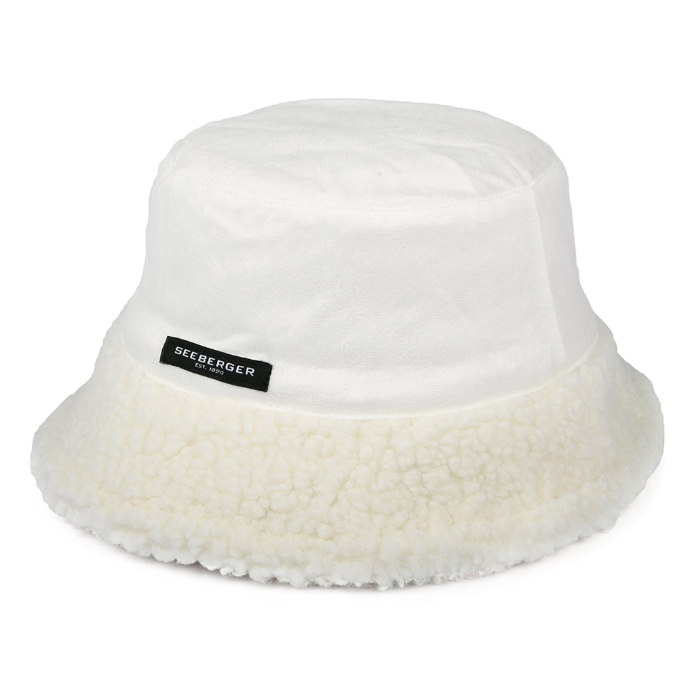 Chapeau Bob Réversible en Sherpa blanc cassé SEEBERGER