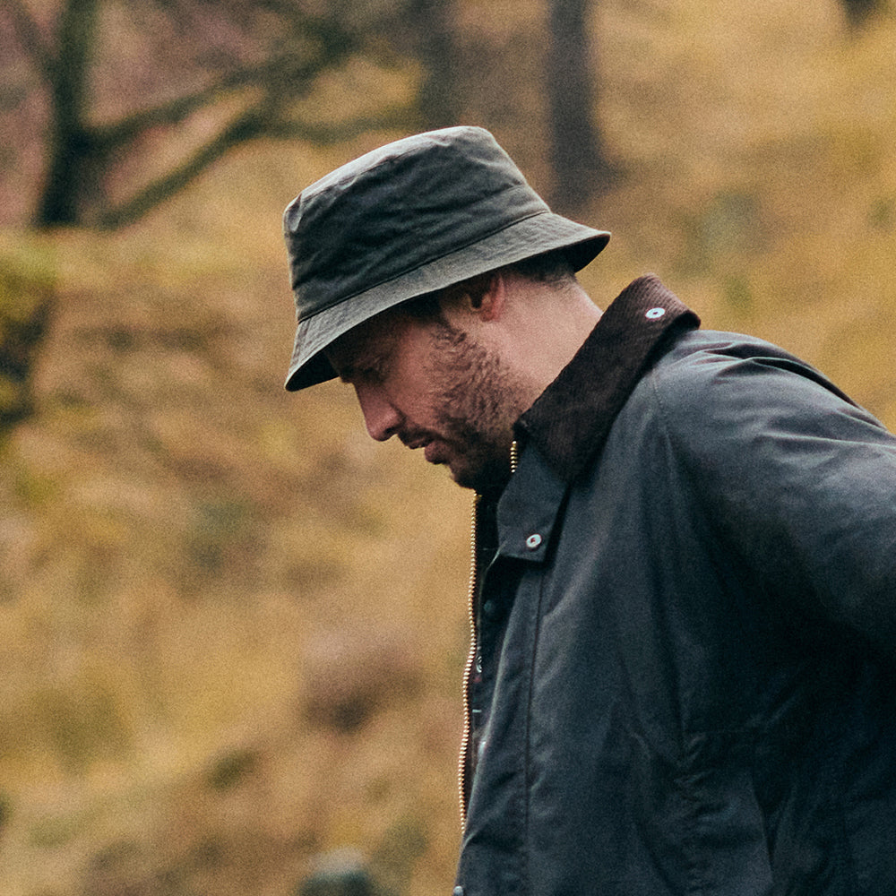 Chapeau Bob en Coton Ciré Britannique olive FAILSWORTH