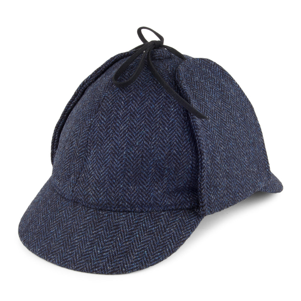 Chapeau Sherlock Holmes en Tweed à Chevrons bleu CHRISTYS