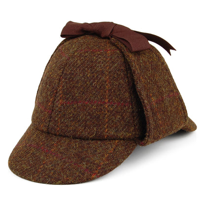 Chapeau Sherlock Holmes en Harris Tweed olive et mix de couleurs FAILSWORTH