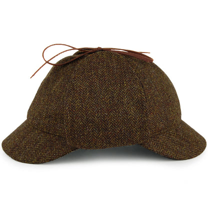 Chapeau Sherlock Holmes en Tweed à Chevrons olive CHRISTYS