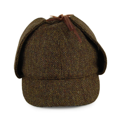 Chapeau Sherlock Holmes en Tweed à Chevrons olive CHRISTYS