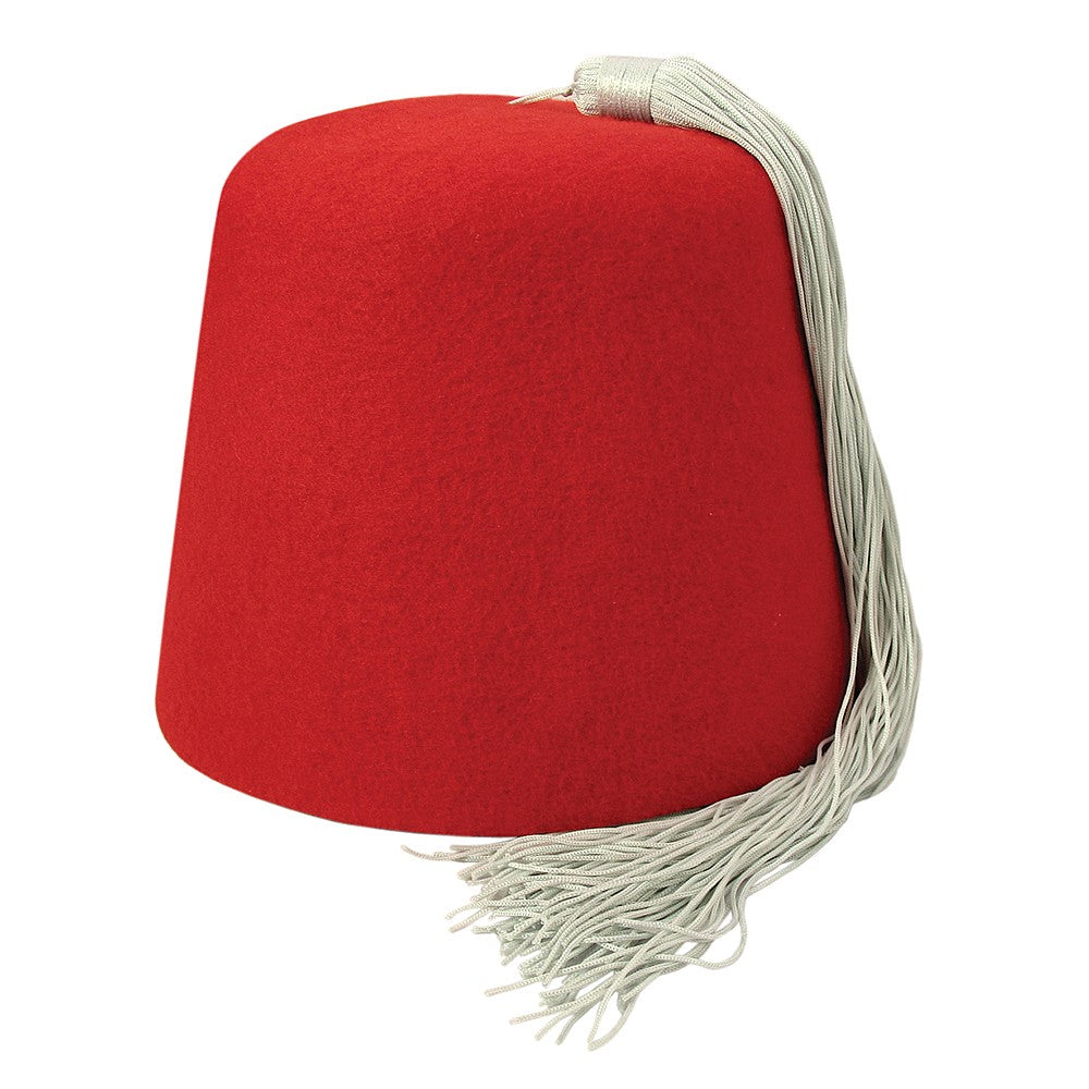 Chapeau Fez rouge avec Houppe blanche VILLAGE HATS
