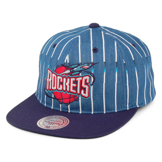 Casquette Snapback Denim Pinstripe Houston Rockets bleu marine MITCHELL & NESS
