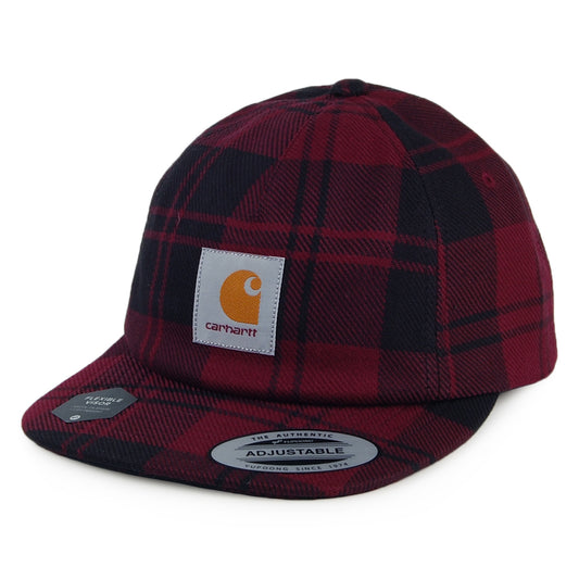 Casquette Strapback Non Structurée en Coton Sergé Pulford Check bordeaux-noir CARHARTT WIP