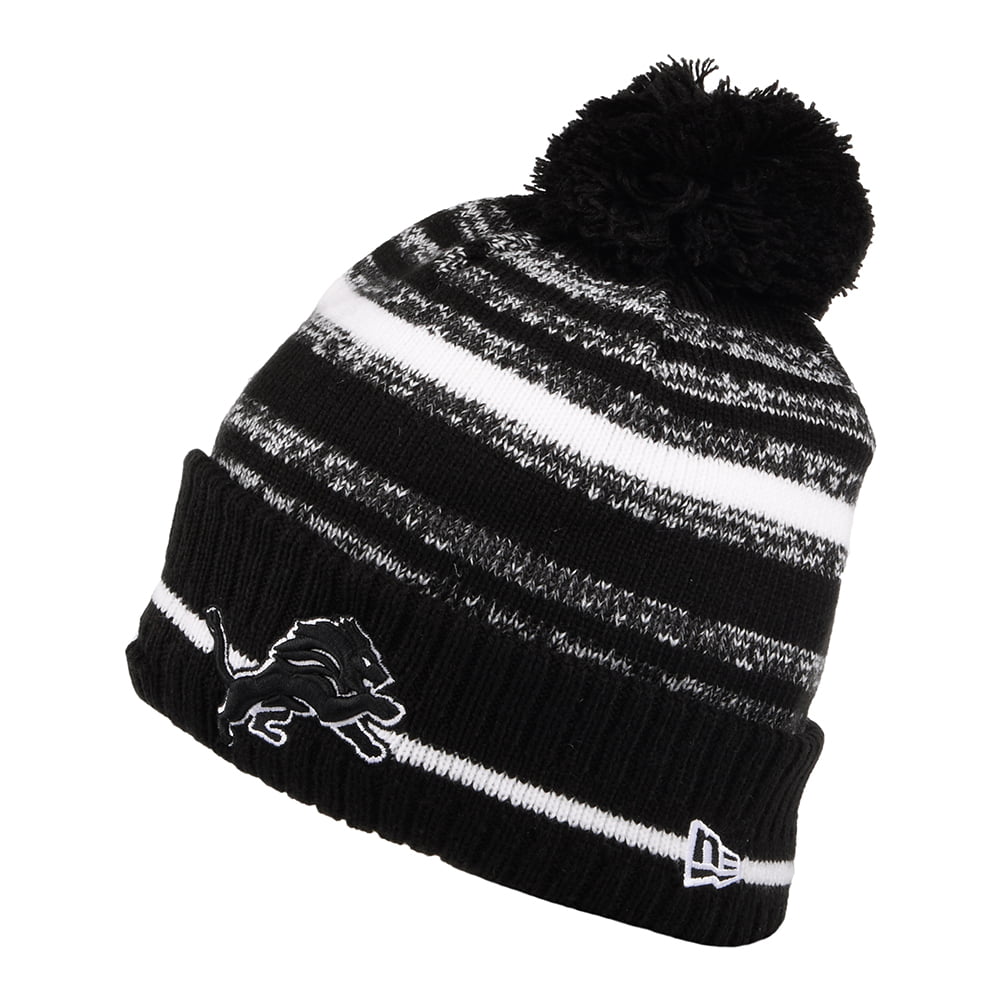 Bonnet à Pompon NFL Sport Knit Detroit Lions noir-blanc NEW ERA