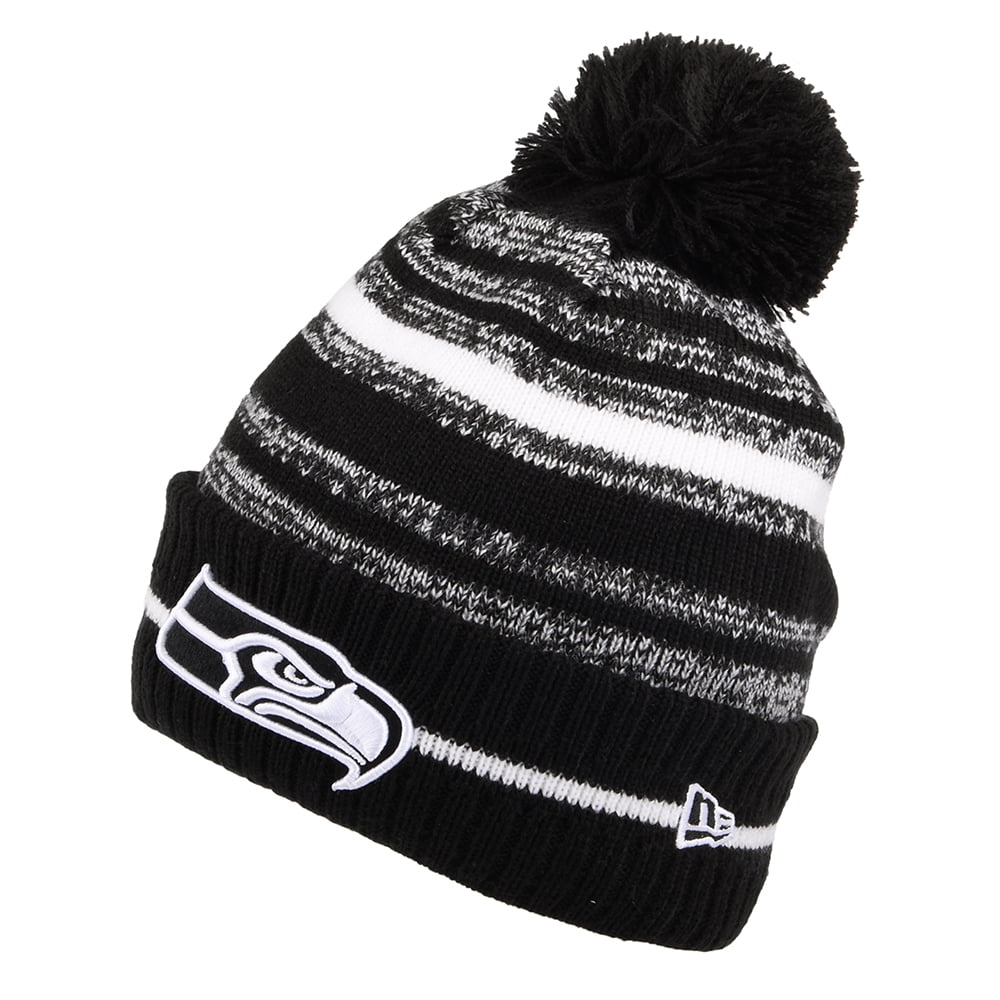 Bonnet à Pompon NFL Sport Knit Seattle Seahawks noir-blanc NEW ERA