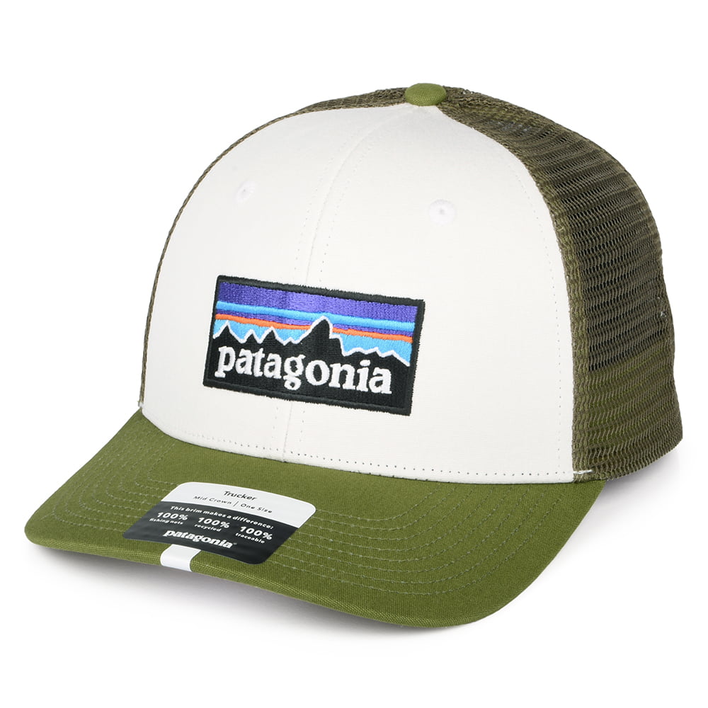 Casquette Trucker en Coton Bio P-6 Logo blanc-vert PATAGONIA