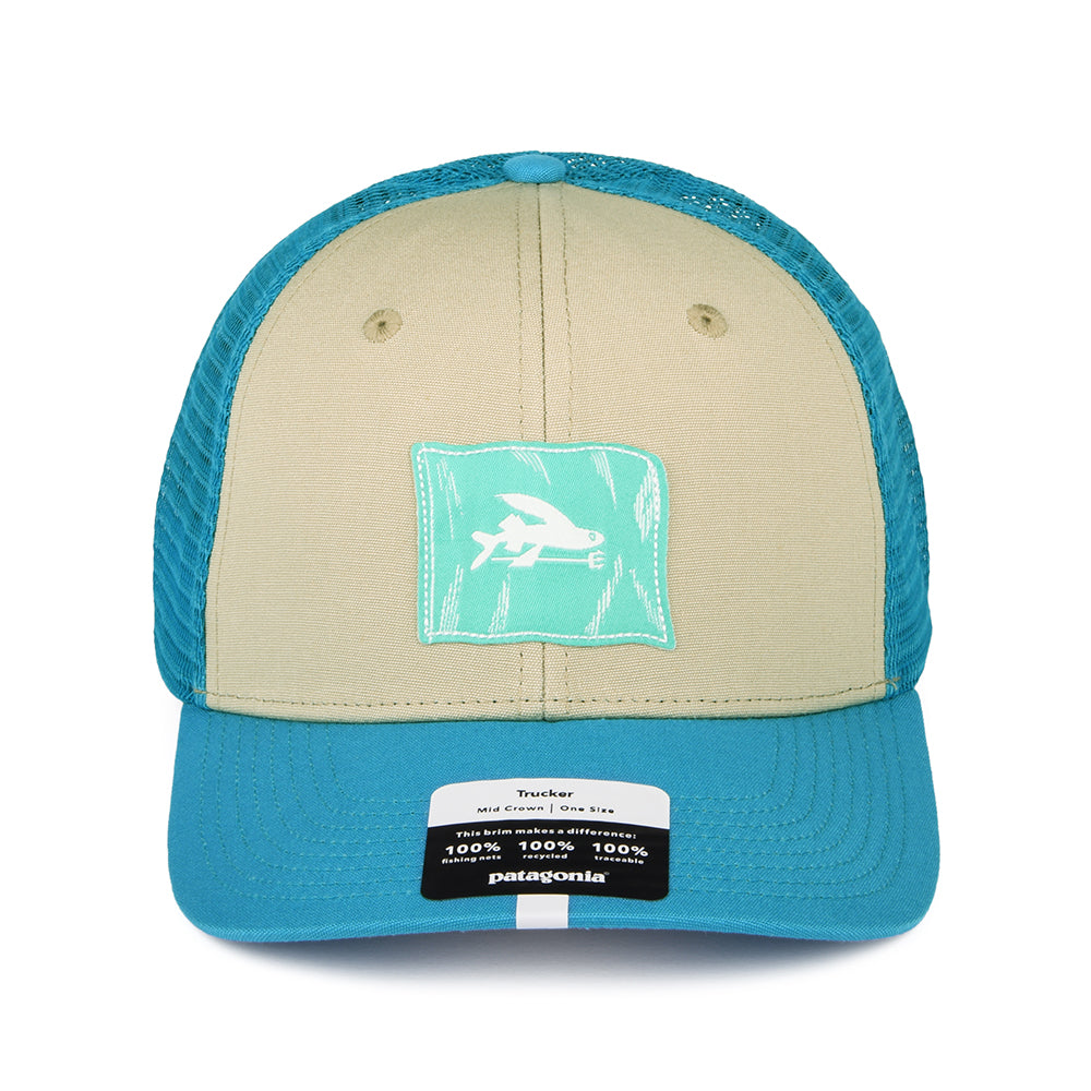 Casquette Trucker en Coton Bio Fly The Flag Label beige sable-bleu PATAGONIA