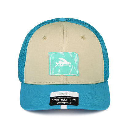 Casquette Trucker en Coton Bio Fly The Flag Label beige sable-bleu PATAGONIA