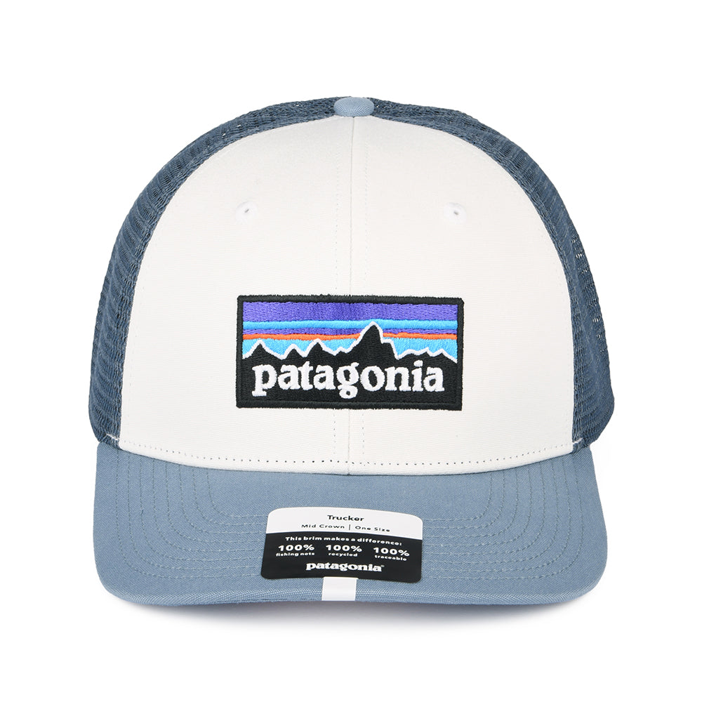 Casquette Trucker en Coton Bio P-6 Logo blanc-bleu fumée PATAGONIA