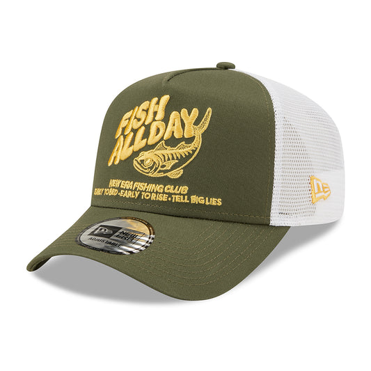 Casquette Trucker 9FORTY NE Fishing A-Frame olive NEW ERA