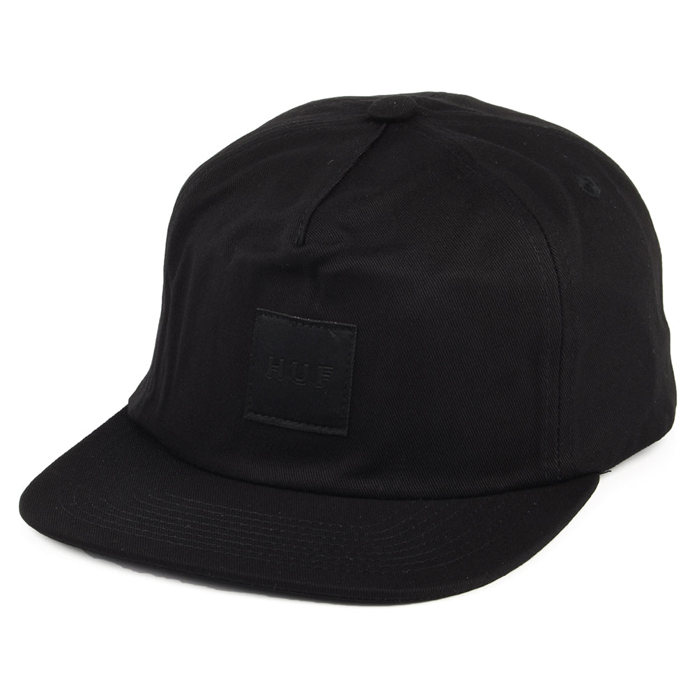 Casquette Snapback Non Structurée Box Logo noir sur noir HUF
