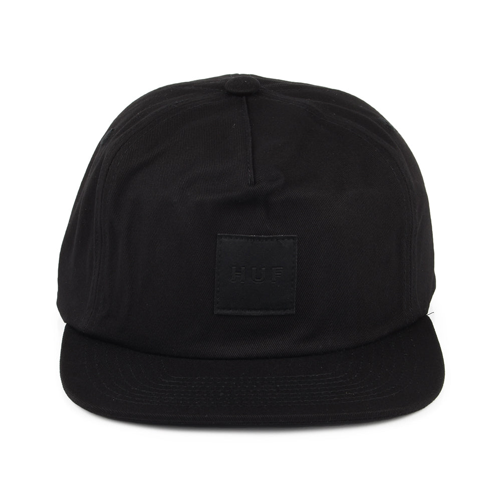 Casquette Snapback Non Structurée Box Logo noir sur noir HUF