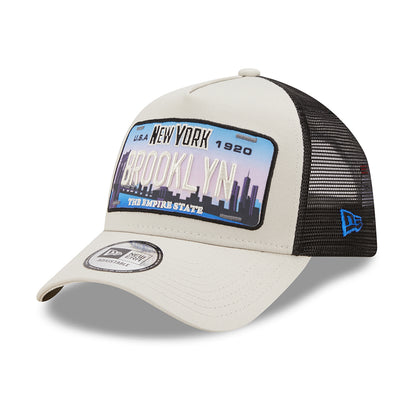 Casquette Trucker 9FORTY License Plate A-Frame Brooklyn beige-noir NEW ERA