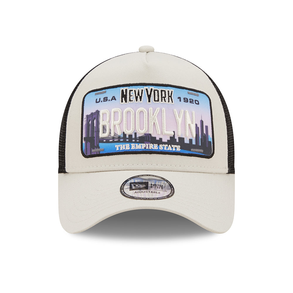 Casquette Trucker 9FORTY License Plate A-Frame Brooklyn beige-noir NEW ERA