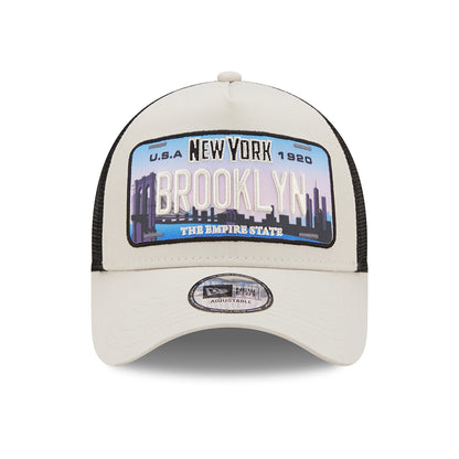 Casquette Trucker 9FORTY License Plate A-Frame Brooklyn beige-noir NEW ERA