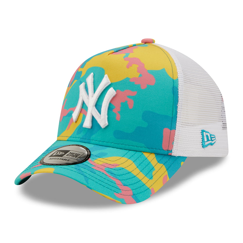 Casquette Trucker MLB Camo Pack A-Frame New York Yankees turquoise-blanc NEW ERA
