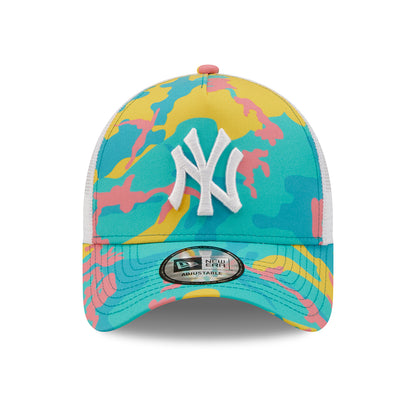 Casquette Trucker MLB Camo Pack A-Frame New York Yankees turquoise-blanc NEW ERA