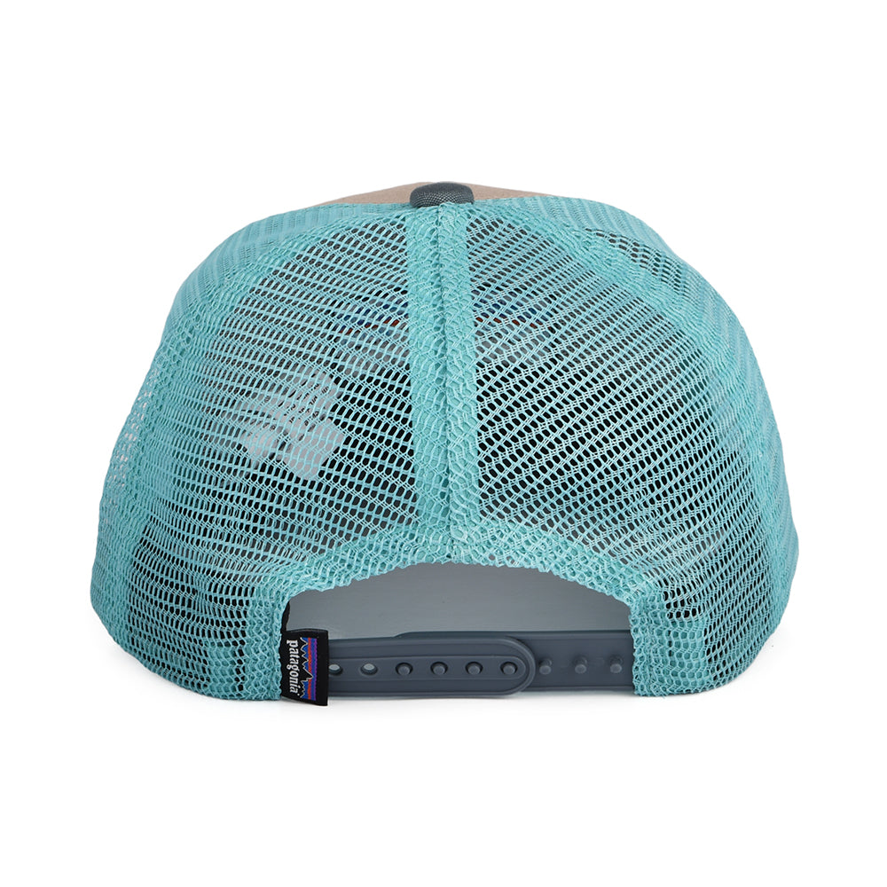 Casquette Trucker Enfant en Coton Bio P-6 Logo beige sable-bleu-gris PATAGONIA