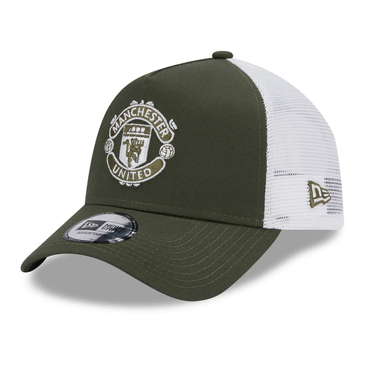 Casquette Trucker A-Frame Seasonal Manchester United FC olive-blanc NEW ERA