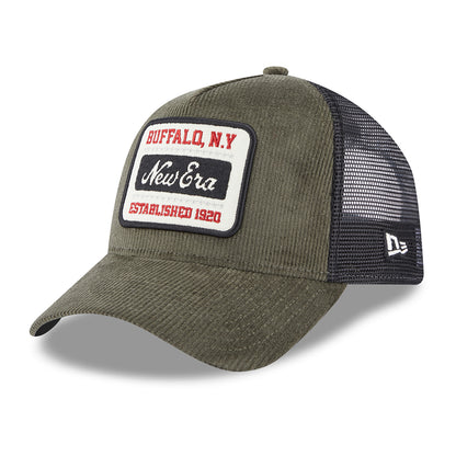 Casquette Trucker A-Frame en Velours Côtelé olive-noir NEW ERA