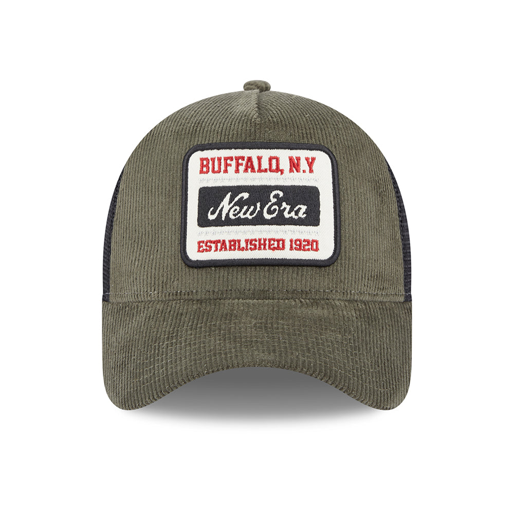 Casquette Trucker A-Frame en Velours Côtelé olive-noir NEW ERA