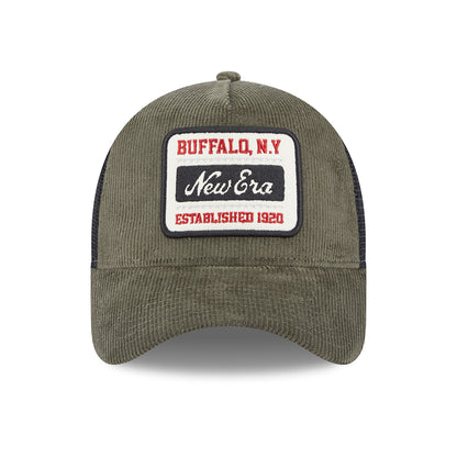 Casquette Trucker A-Frame en Velours Côtelé olive-noir NEW ERA