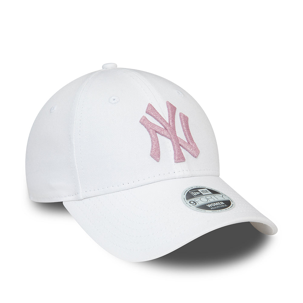 Casquette Femme 9FORTY MLB Metallic Logo New York Yankees blanc-rose NEW ERA