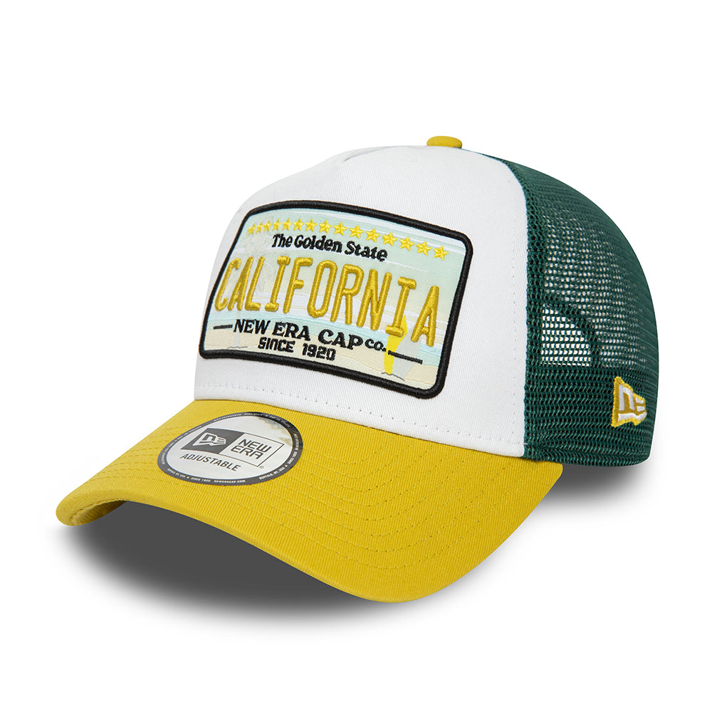 Casquette Trucker Patch A-Frame California blanc-jaune-vert foncé NEW ERA