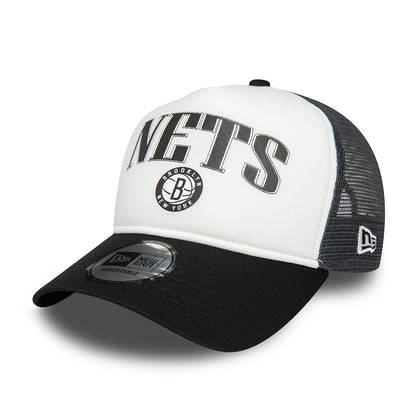 Casquette Trucker NBA Retro A-Frame Brooklyn Nets blanc-noir NEW ERA