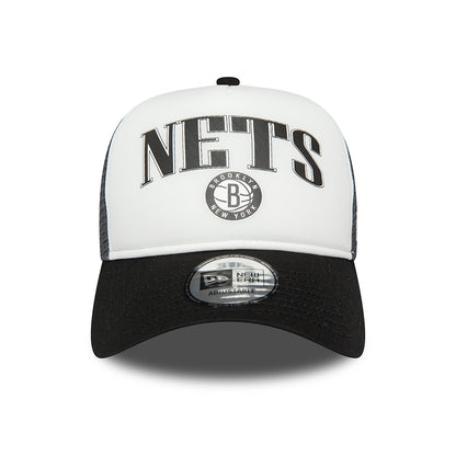 Casquette Trucker NBA Retro A-Frame Brooklyn Nets blanc-noir NEW ERA