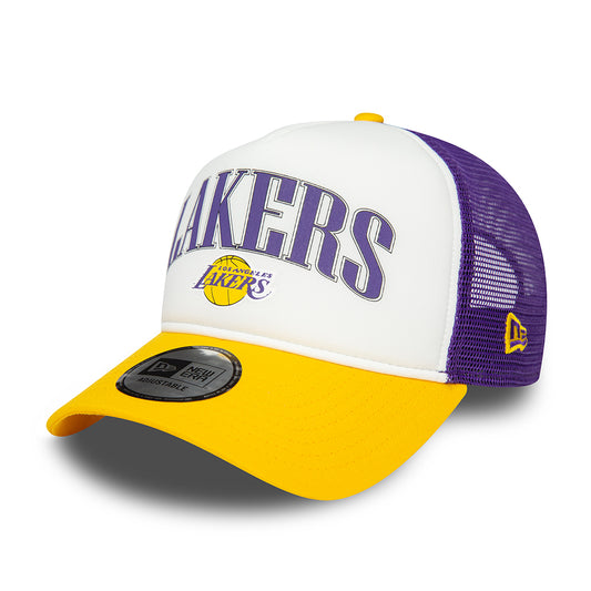 Casquette Trucker NBA Retro A-Frame L.A. Lakers blanc-jaune-violet NEW ERA