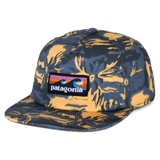 Casquette en Coton Bio Cliffs And Waves Boardshort Label Funfarer bleu ardoise-moutarde PATAGONIA