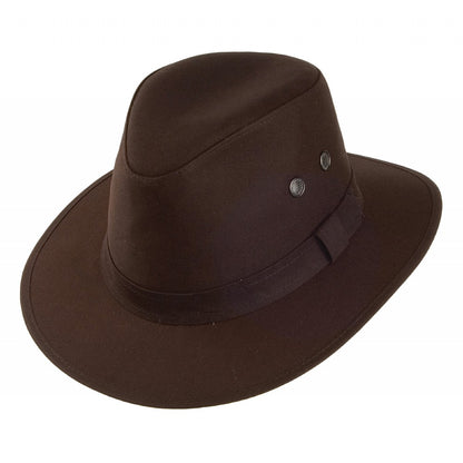 Chapeau Fedora en Coton Ciré Hydrofuge Drifter marron FAILSWORTH