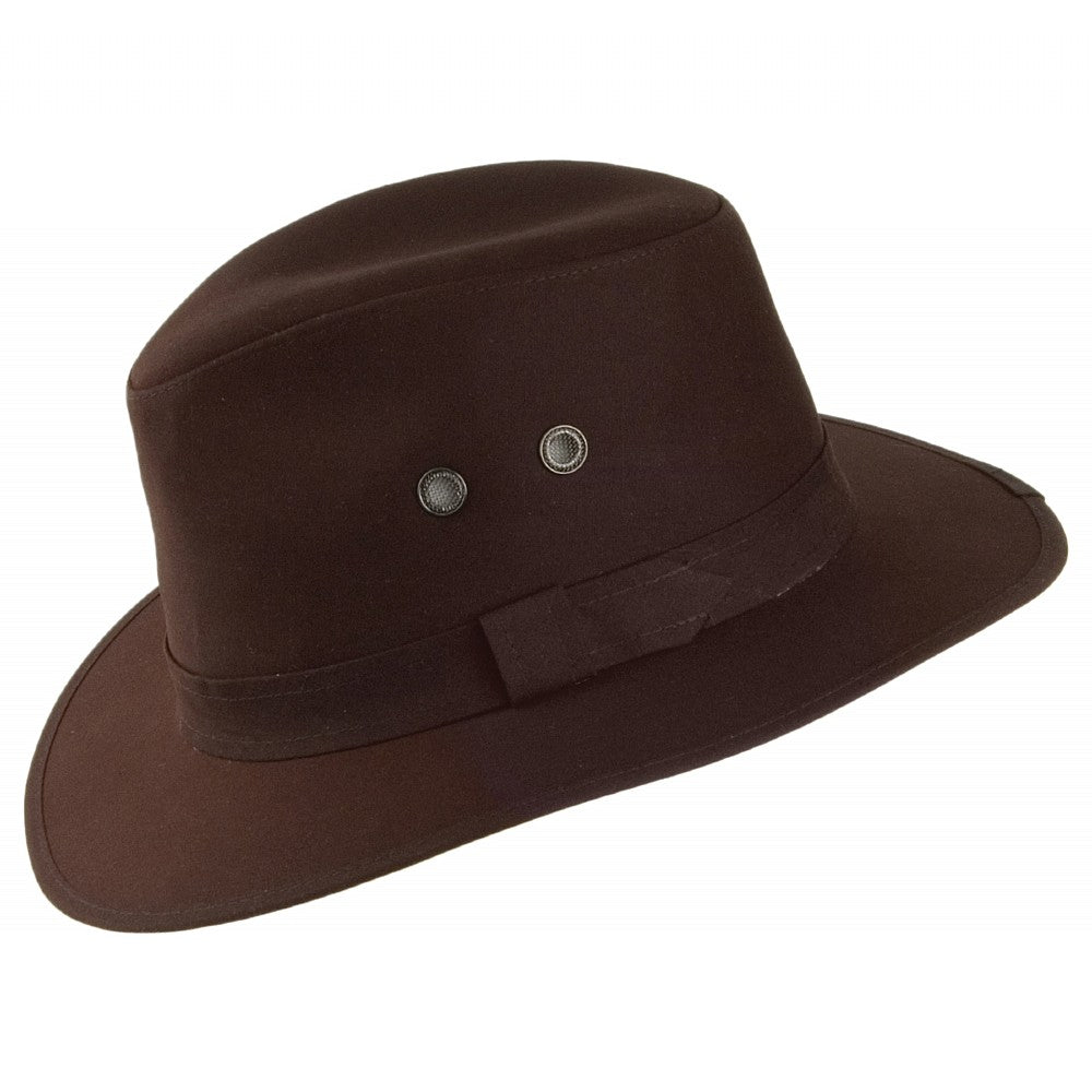 Chapeau Fedora en Coton Ciré Hydrofuge Drifter marron FAILSWORTH