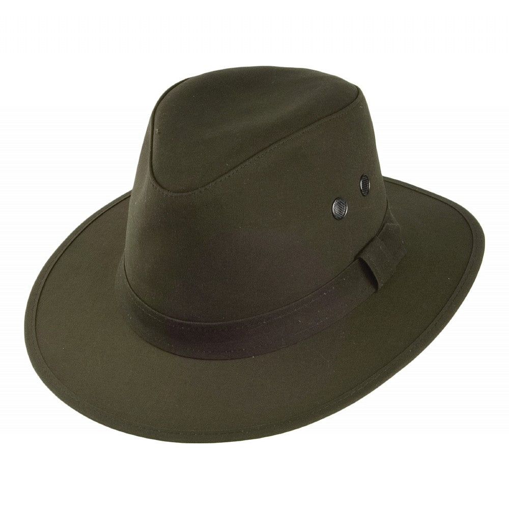 Chapeau Fedora en Coton Ciré Hydrofuge Drifter olive FAILSWORTH
