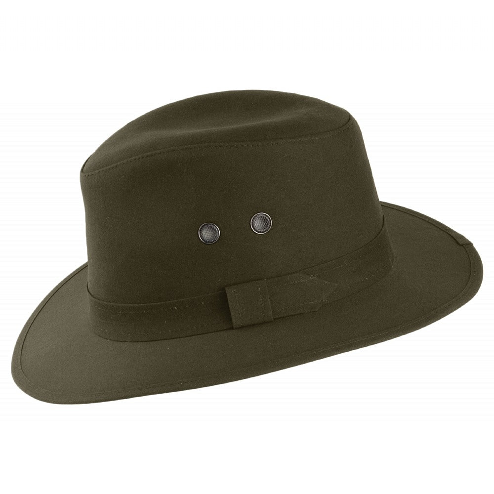 Chapeau Fedora en Coton Ciré Hydrofuge Drifter olive FAILSWORTH