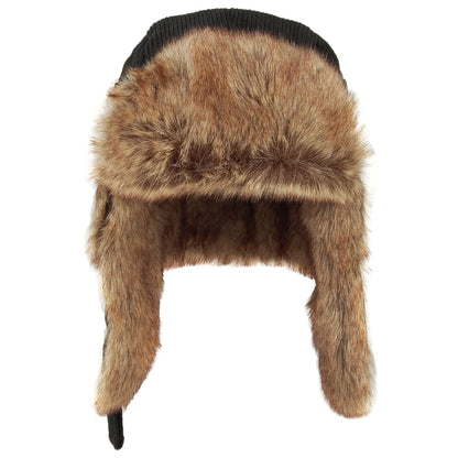 Chapka Bomber en Velours Côtelé et Fausse Fourrure noir BARTS